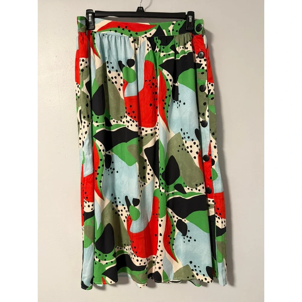 Anthropologie Corey Lynn Calter Midi Skirt Abstract Polka Dot Multicolor XL